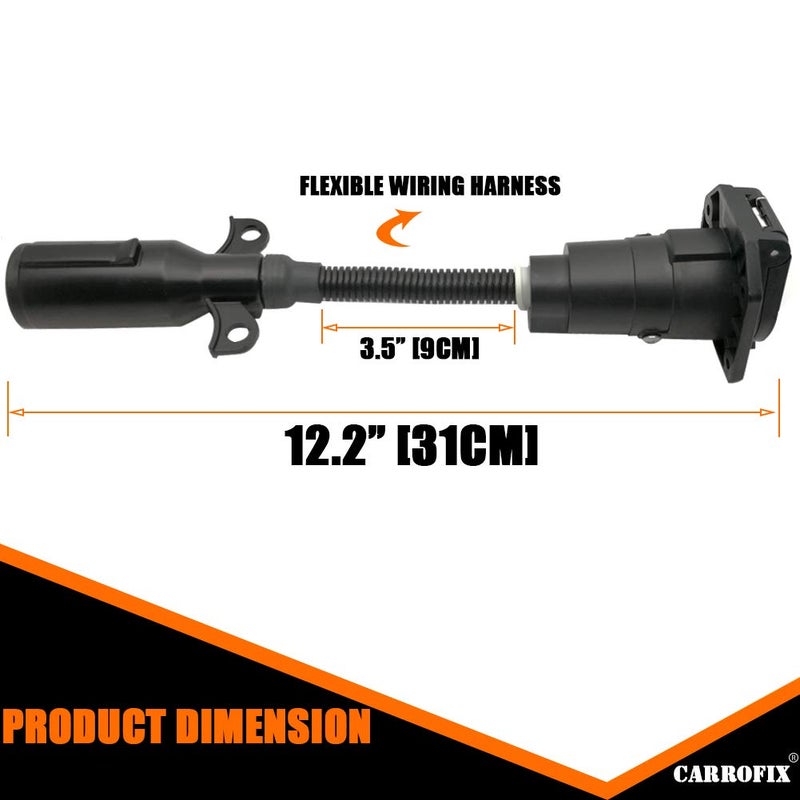 CARROFIX محول توصيل كاروفيكس 7 قطب إلى 7 طريق لمقطورة RV، معيار OEM 7 دبوس دائري إلى 7 شفرات لمجموعة الأسلاك للشاحنات شبه المقطورة والمركبات التجارية - Image 4